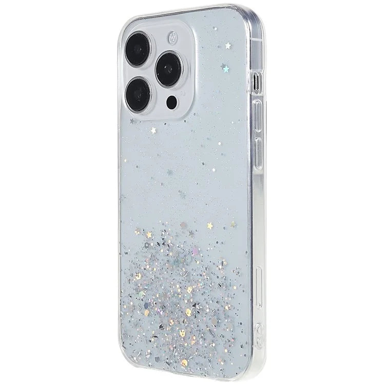 For iPhone 15 Pro Case Starry Sky Sparkle Epoxy Shockproof TPU Phone Back Cover