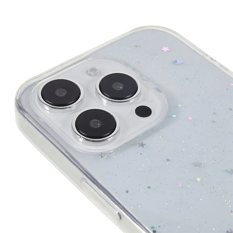 For iPhone 15 Pro Case Starry Sky Sparkle Epoxy Shockproof TPU Phone Back Cover