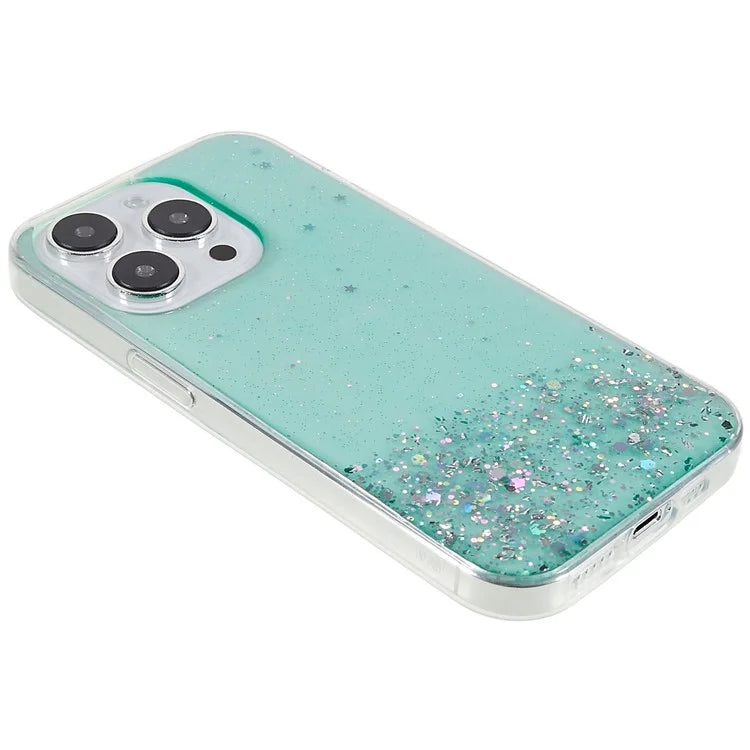 For iPhone 15 Pro Max TPU Case Starry Sky Sparkle Epoxy Protective Phone Back Cover