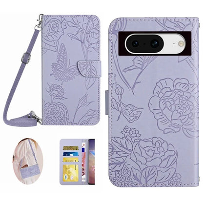 HT03 For Google Pixel 8a Case Imprinted PU Leather Mobile Phone Cover with Long Strap