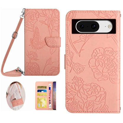 HT03 For Google Pixel 8a Case Imprinted PU Leather Mobile Phone Cover with Long Strap