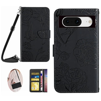 HT03 For Google Pixel 8a Case Imprinted PU Leather Mobile Phone Cover with Long Strap