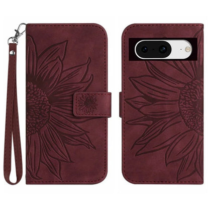 HT04 For Google Pixel 8a Cover PU Leather Stand Phone Wallet Case with Wrist Strap