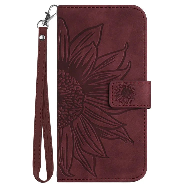 HT04 For Google Pixel 8a Cover PU Leather Stand Phone Wallet Case with Wrist Strap