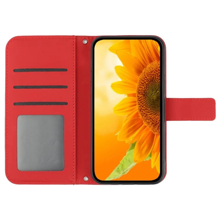 HT04 For Google Pixel 8a Cover PU Leather Stand Phone Wallet Case with Wrist Strap