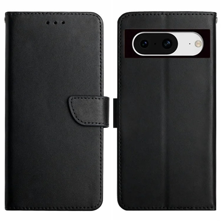 HT02 For Google Pixel 8a Case Genuine Cow Leather Stand Wallet Phone Cover