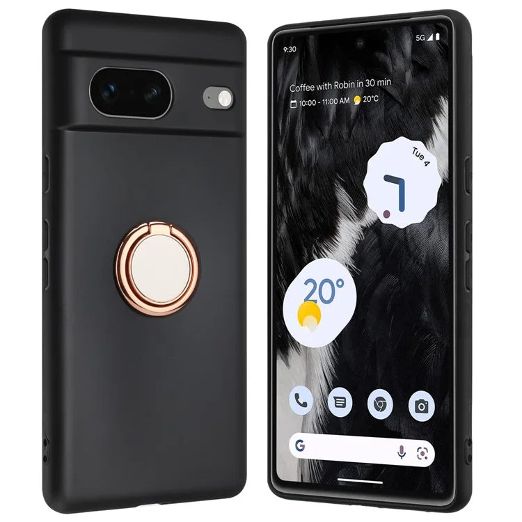 For Google Pixel 8a Case Fall Proof Matte TPU Phone Cover Ring Kickstand Shell