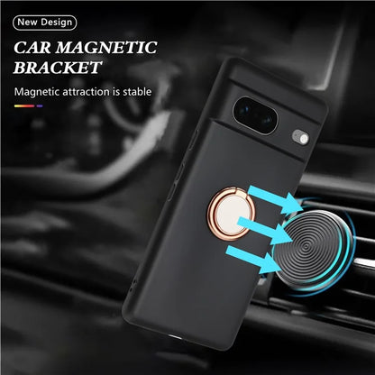 For Google Pixel 8a Case Fall Proof Matte TPU Phone Cover Ring Kickstand Shell