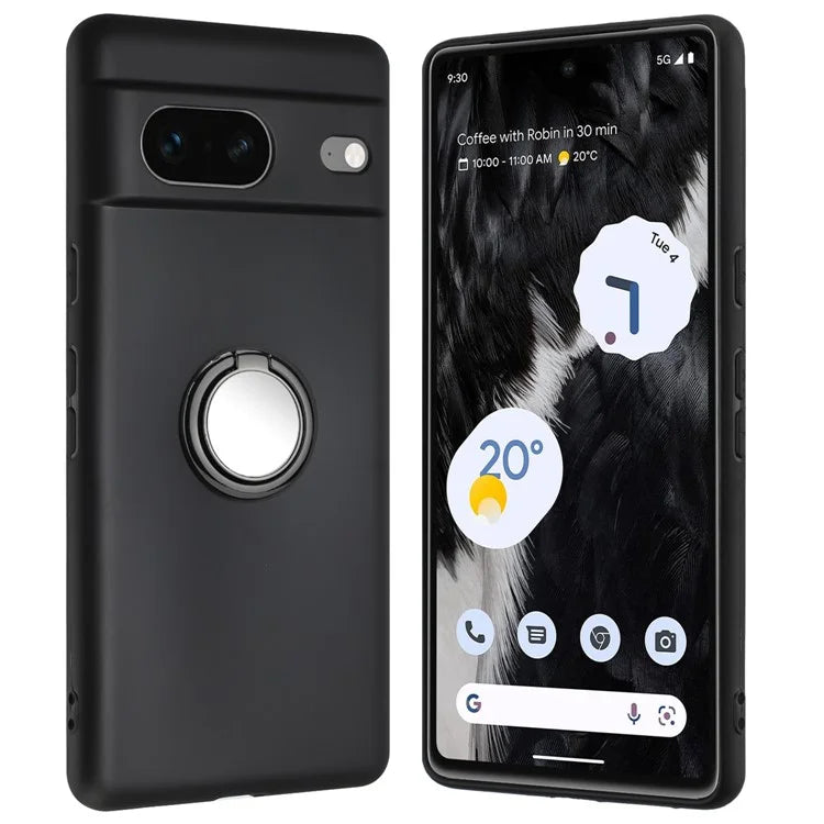 For Google Pixel 8a Case Fall Proof Matte TPU Phone Cover Ring Kickstand Shell