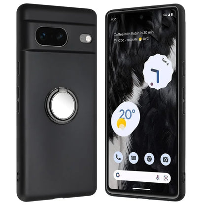 For Google Pixel 8a Case Fall Proof Matte TPU Phone Cover Ring Kickstand Shell