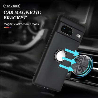 For Google Pixel 8a Case Fall Proof Matte TPU Phone Cover Ring Kickstand Shell