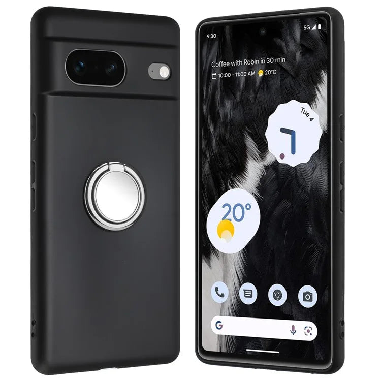 For Google Pixel 8a Case Fall Proof Matte TPU Phone Cover Ring Kickstand Shell