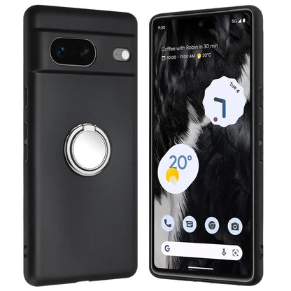 For Google Pixel 8a Case Fall Proof Matte TPU Phone Cover Ring Kickstand Shell