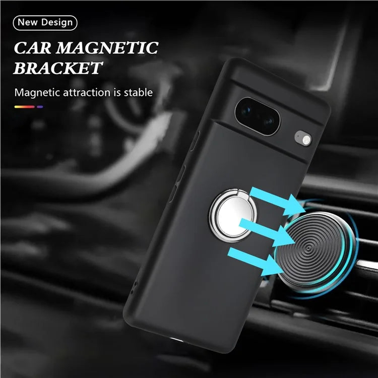 For Google Pixel 8a Case Fall Proof Matte TPU Phone Cover Ring Kickstand Shell