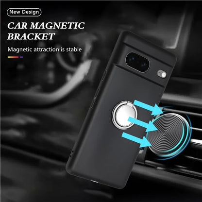 For Google Pixel 8a Case Fall Proof Matte TPU Phone Cover Ring Kickstand Shell