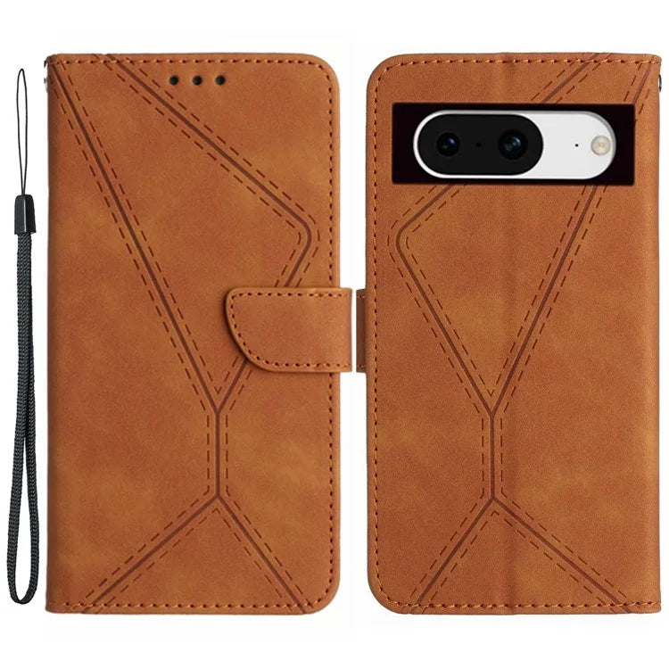 HT05 For Google Pixel 8a Case Imprinted Folio Flip PU Leather Phone Cover