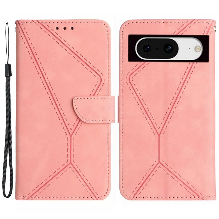 HT05 For Google Pixel 8a Case Imprinted Folio Flip PU Leather Phone Cover