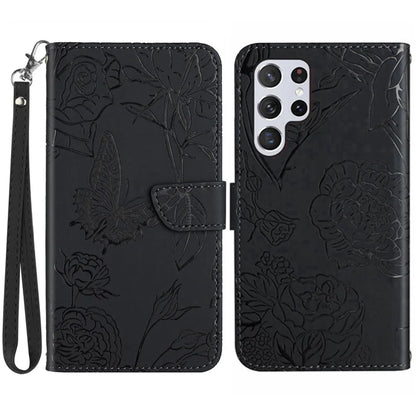 HT03 For Samsung Galaxy S24 Ultra Cover Leather Stand Phone Case with Wrist Strap