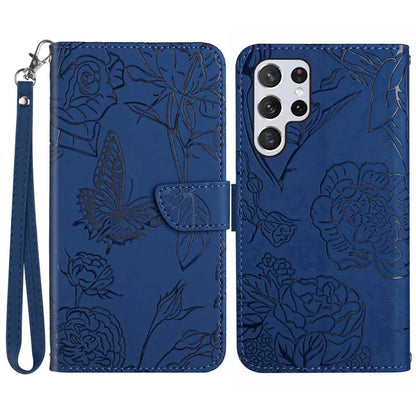 HT03 For Samsung Galaxy S24 Ultra Cover Leather Stand Phone Case with Wrist Strap