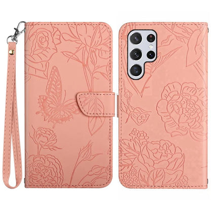 HT03 For Samsung Galaxy S24 Ultra Cover Leather Stand Phone Case with Wrist Strap