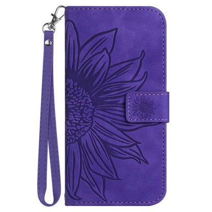 HT04 For Samsung Galaxy S24 Ultra Cover PU Leather Phone Case with Wrist Strap