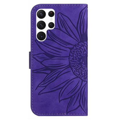 HT04 For Samsung Galaxy S24 Ultra Cover PU Leather Phone Case with Wrist Strap