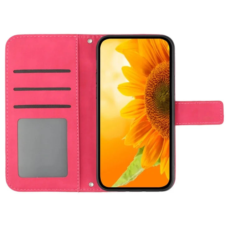HT04 For Samsung Galaxy S24 Ultra Cover PU Leather Phone Case with Wrist Strap