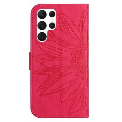 HT04 For Samsung Galaxy S24 Ultra Cover PU Leather Phone Case with Wrist Strap