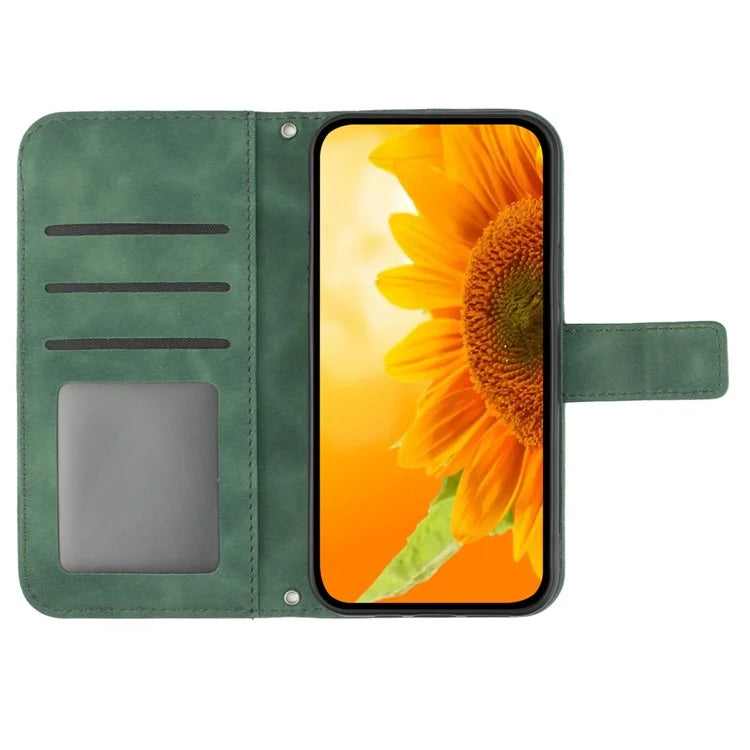 HT04 For Samsung Galaxy S24 Ultra Cover PU Leather Phone Case with Wrist Strap