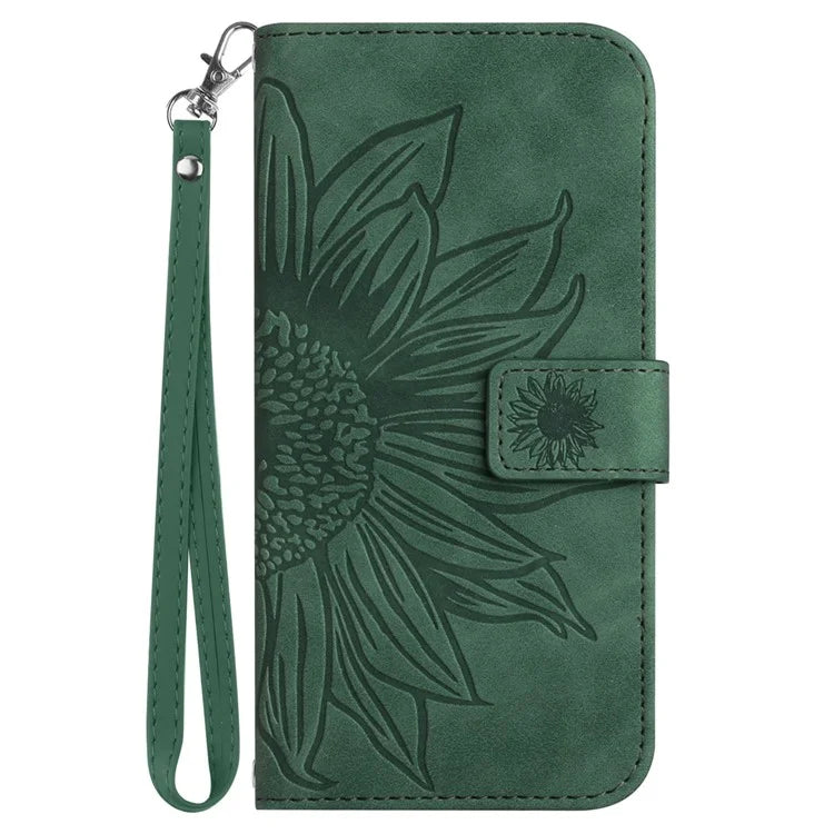 HT04 For Samsung Galaxy S24 Ultra Cover PU Leather Phone Case with Wrist Strap
