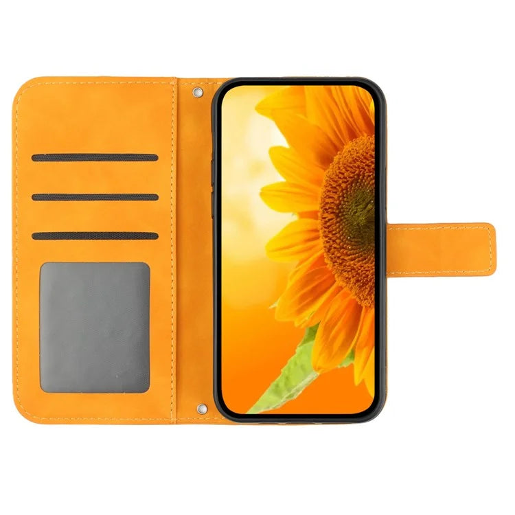 HT04 For Samsung Galaxy S24 Ultra Cover PU Leather Phone Case with Wrist Strap
