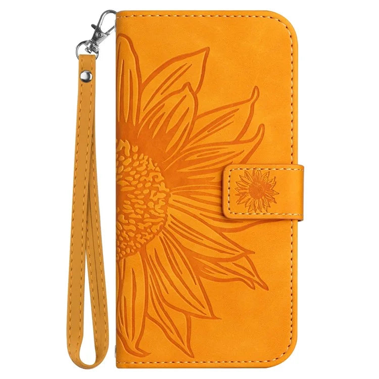 HT04 For Samsung Galaxy S24 Ultra Cover PU Leather Phone Case with Wrist Strap