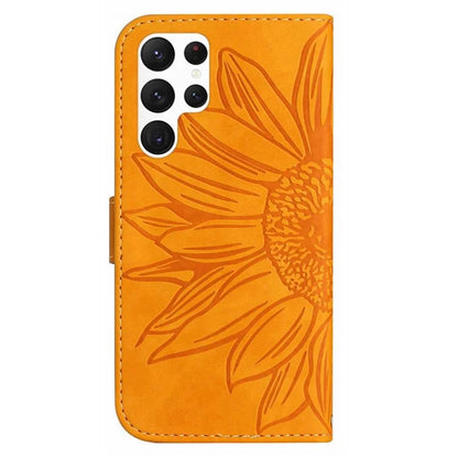 HT04 For Samsung Galaxy S24 Ultra Cover PU Leather Phone Case with Wrist Strap