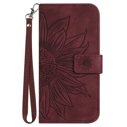 HT04 For Samsung Galaxy S24 Ultra Cover PU Leather Phone Case with Wrist Strap