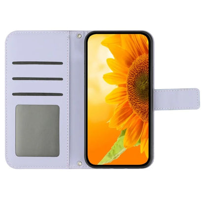 HT04 For Samsung Galaxy S24 Ultra Cover PU Leather Phone Case with Wrist Strap