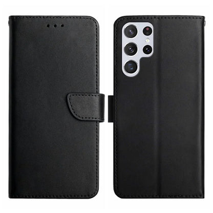 HT02 For Samsung Galaxy S24 Ultra Case Folio Flip Genuine Cow Leather Phone Cover