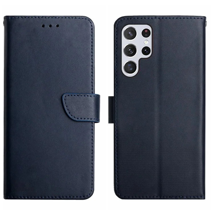 HT02 For Samsung Galaxy S24 Ultra Case Folio Flip Genuine Cow Leather Phone Cover