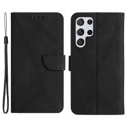 HT05 For Samsung Galaxy S24 Ultra Case Imprinted PU Leather Viewing Stand Phone Cover