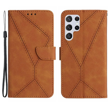 HT05 For Samsung Galaxy S24 Ultra Case Imprinted PU Leather Viewing Stand Phone Cover