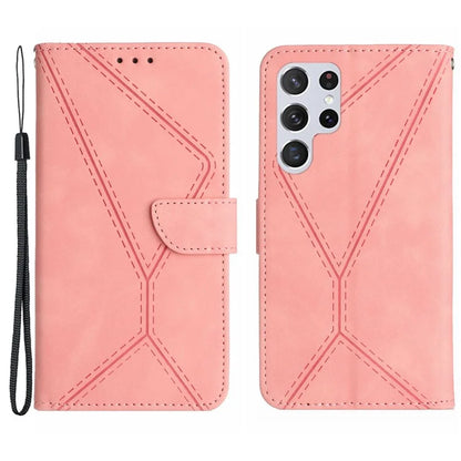 HT05 For Samsung Galaxy S24 Ultra Case Imprinted PU Leather Viewing Stand Phone Cover