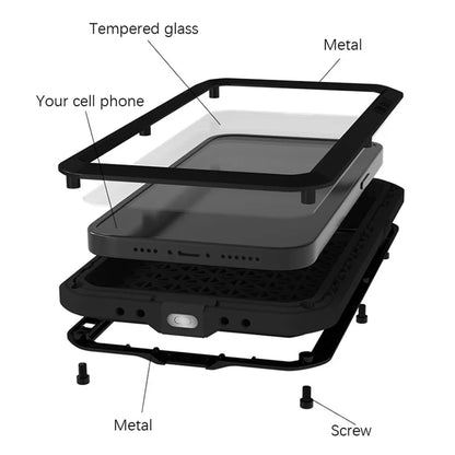 LOVE MEI For iPhone 15 Case with Tempered Glass Screen Protector Phone Cover