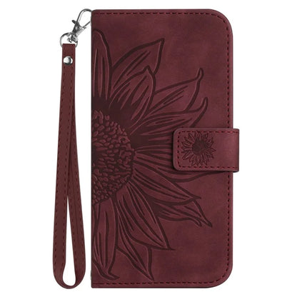 HT04 For Samsung Galaxy S24 Cover Drop Proof PU Leather Phone Case with Wrist Strap