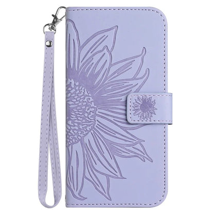 HT04 For Samsung Galaxy S24 Cover Drop Proof PU Leather Phone Case with Wrist Strap