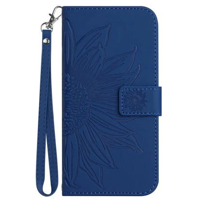 HT04 For Samsung Galaxy S24 Cover Drop Proof PU Leather Phone Case with Wrist Strap