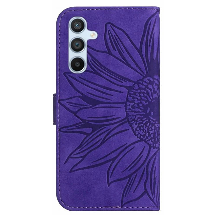 HT04 For Samsung Galaxy S24 Cover Drop Proof PU Leather Phone Case with Wrist Strap