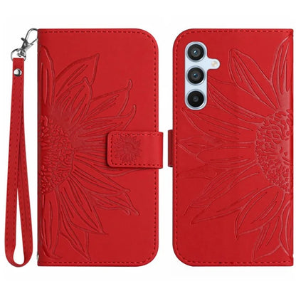 HT04 For Samsung Galaxy S24 Cover Drop Proof PU Leather Phone Case with Wrist Strap