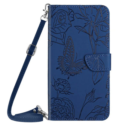 HT03 For Samsung Galaxy A15 4G Case Imprinted Leather Protective Phone Cover with Long Strap