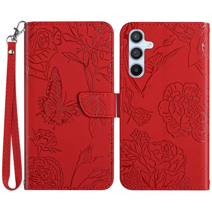 HT03 For Samsung Galaxy S24+ Case Leather Wallet Imprinted Cellphone Cover with Hand Strap