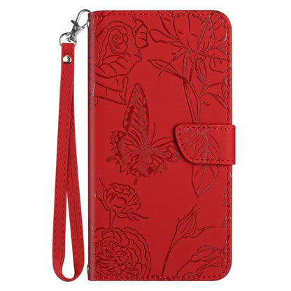 HT03 For Samsung Galaxy S24+ Case Leather Wallet Imprinted Cellphone Cover with Hand Strap