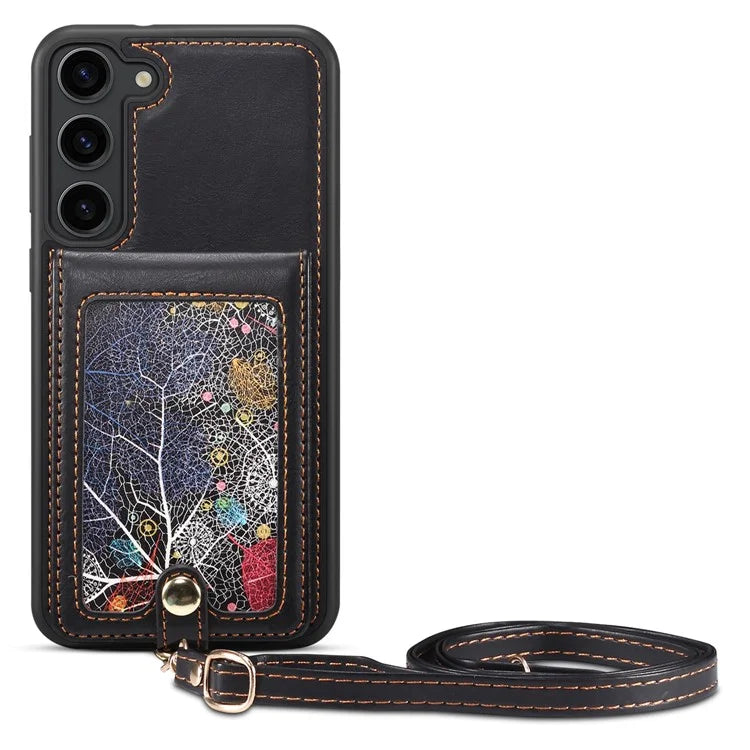 For Samsung Galaxy S24 Case Pattern Printed Card Holder Leather+TPU Phone Cover